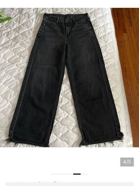 American eagle , women’s 2 Long , super high rise , baggy wide leg, ankle jeans